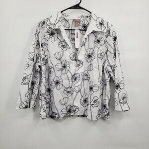 Chico's Embroidered Swing Jacket Women Size Medium NWT Alabaster Floral